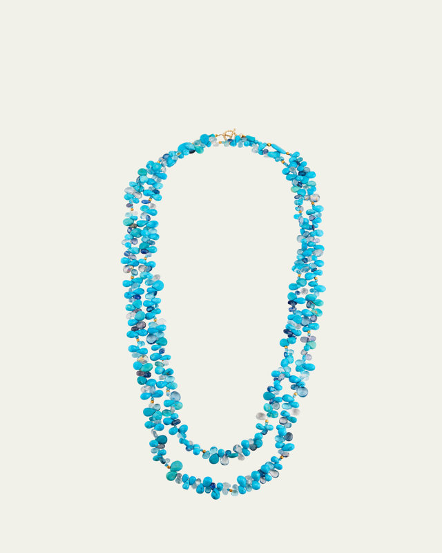 Turquoise, Zircon and Mystic Topaz Multi Strand Necklace